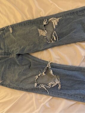 Agolde Light Blue High-Rise Distressed Jeans